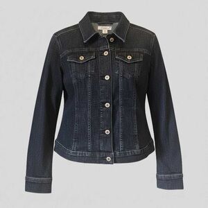 Dark Wash Denim Jacket - Classic Button Front